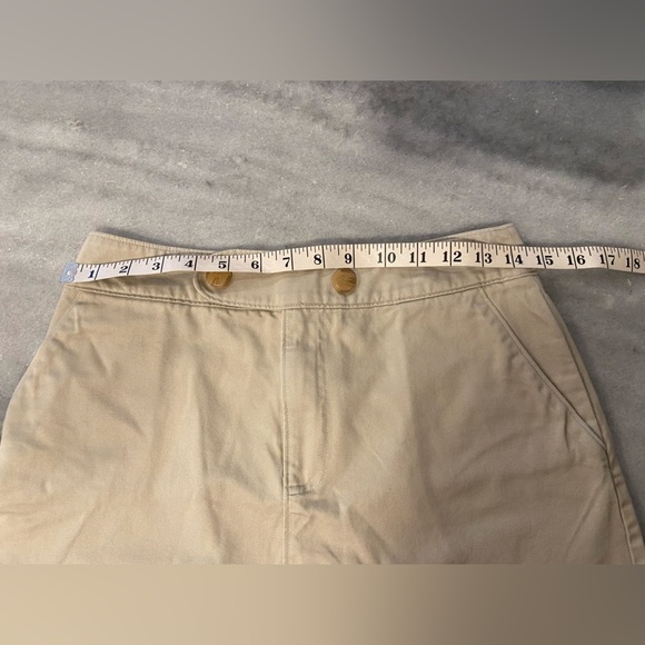 Banana Republic Size 6 Tan Khaki Cotton Chino A Line Button Mini Skirt - Picture 7 of 8